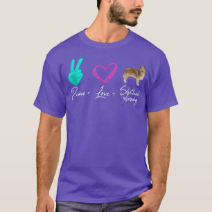 Peace Love Shetland Sheepdog Funny Dog Owner T-Shirt