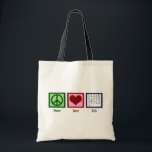 Peace Love Sign Language Tote Bag<br><div class="desc">A peace sign,  heart,  and the ASL alphabet of hands. Great gift for the deaf community or an American Sign Language interpreter.</div>
