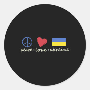 Peace Love Sign Ukraine Colors Retro Vintage Look Classic Round Sticker