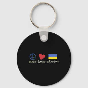 Peace Love Sign Ukraine Colors Retro Vintage Look Key Ring