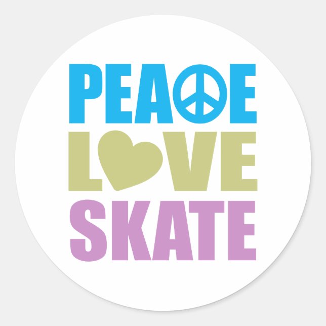 Peace Love Skate Classic Round Sticker (Front)