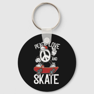 Peace Love Skate Funny Skater Skateboard And Skate Key Ring