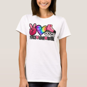 Peace Love Skate - Tie Dye Roller Skater Heart Ska T-Shirt