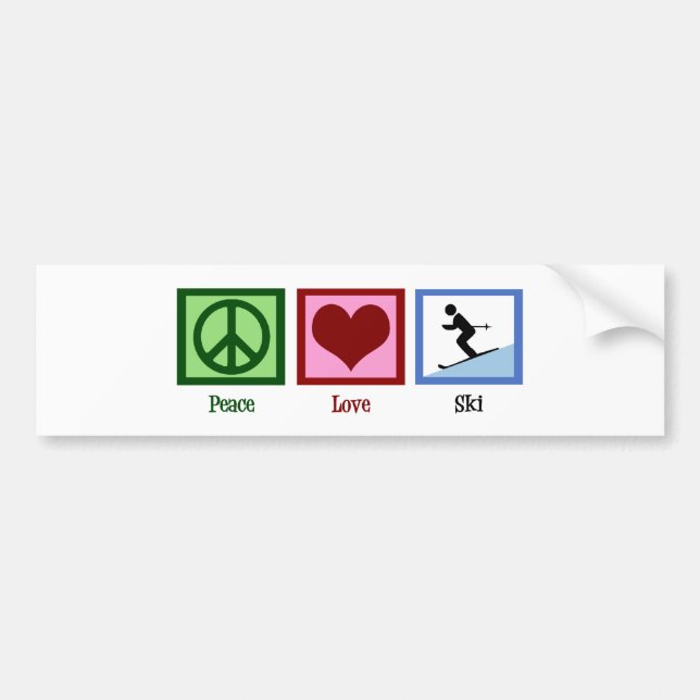Peace Love Ski Bumper Sticker (Front)