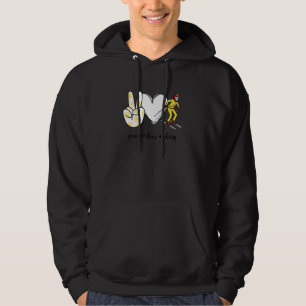 Peace Love Skiing Peace Hand Sign Skiing Hoodie