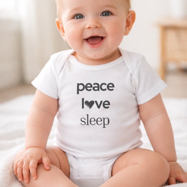 Peace Love Sleep - Calm Modern Trendy Graphic Baby Bodysuit (Creator Uploaded)
