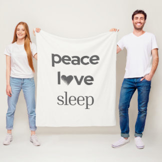 Peace Love Sleep -Cozy Comfy Calm Modern Lifestyle Fleece Blanket