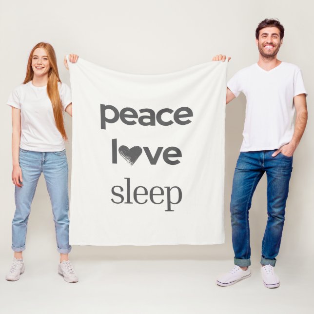Peace Love Sleep -Cozy Comfy Calm Modern Lifestyle Fleece Blanket (In Situ)
