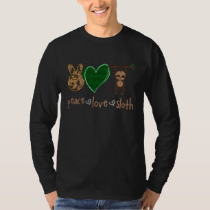 Peace Love Sloth Hand Sign Heart Sloth T-Shirt