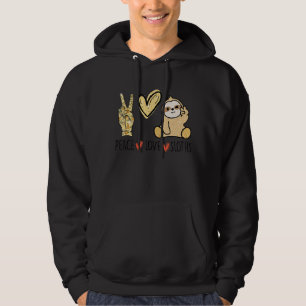 Peace Love Sloths Hand Sign Heart Funny Sloth Hand Hoodie