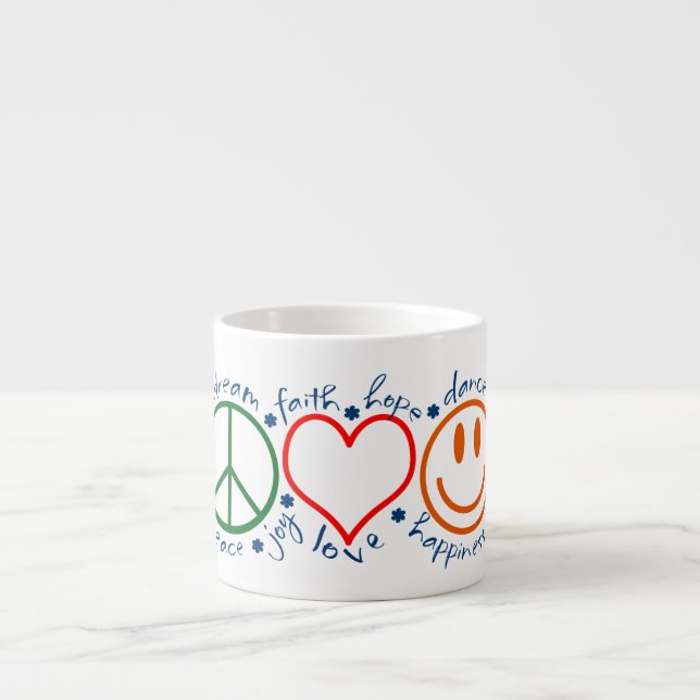 Peace Love Smile Espresso Cup (Front)