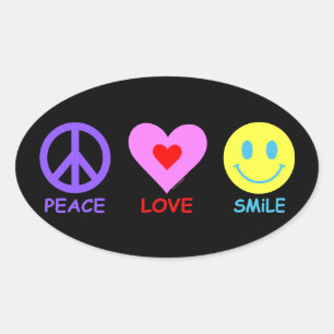 Peace Love Smile Oval Sticker
