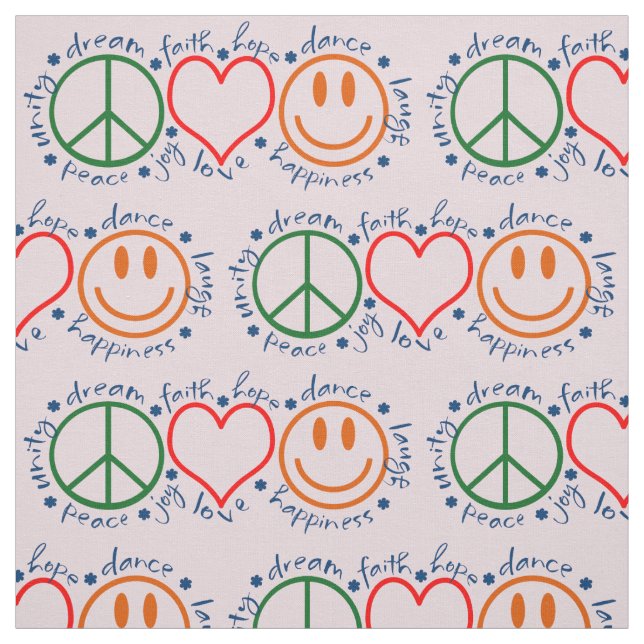 Peace Love Smile Pattern Fabric (Swatch)