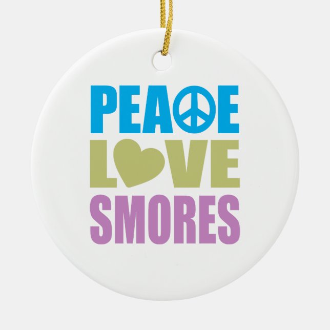 Peace Love Smores Ceramic Tree Decoration (Front)