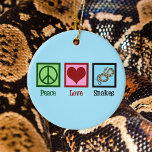 Peace Love Snakes Christmas Ceramic Ornament<br><div class="desc">Peace Love Snakes Herpetology. A cool snake lover gift for a herpetologist who studies reptiles.</div>