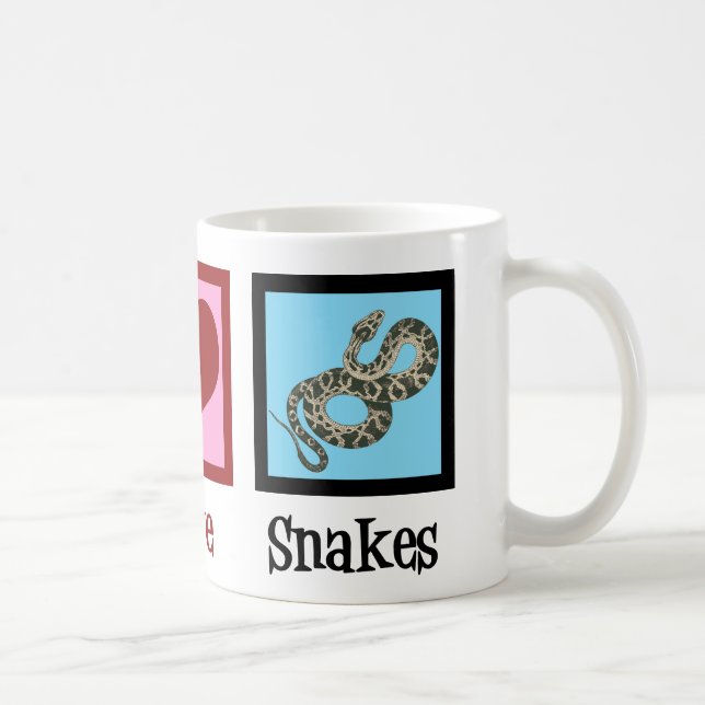 Peace Love Snakes Cute Herpetology Coffee Mug (Right)