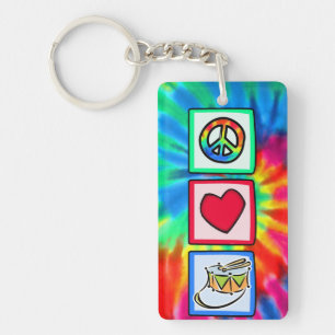 Peace, Love, Snare Drum Key Ring