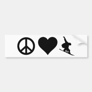 Peace Love Snowboarding Bumper Sticker