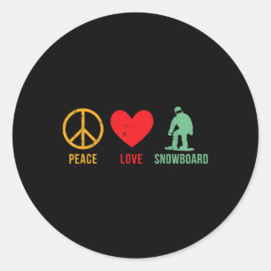Peace Love Snowboarding Vintage Snowboarder 70s Sn Classic Round Sticker