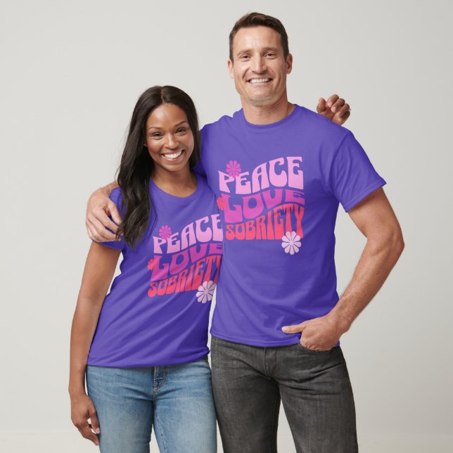 Peace Love Sobriety Recovery Valentine's T Shirt (Unisex)
