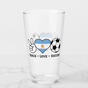 Peace Love Soccer Argentina Glass