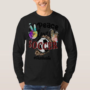 Peace Love Soccer Auntie Life Mum Grandma Leopard T-Shirt