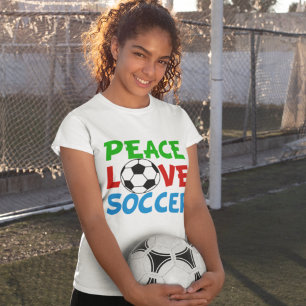 Peace Love Soccer Ball Cute Sports Team T-Shirt