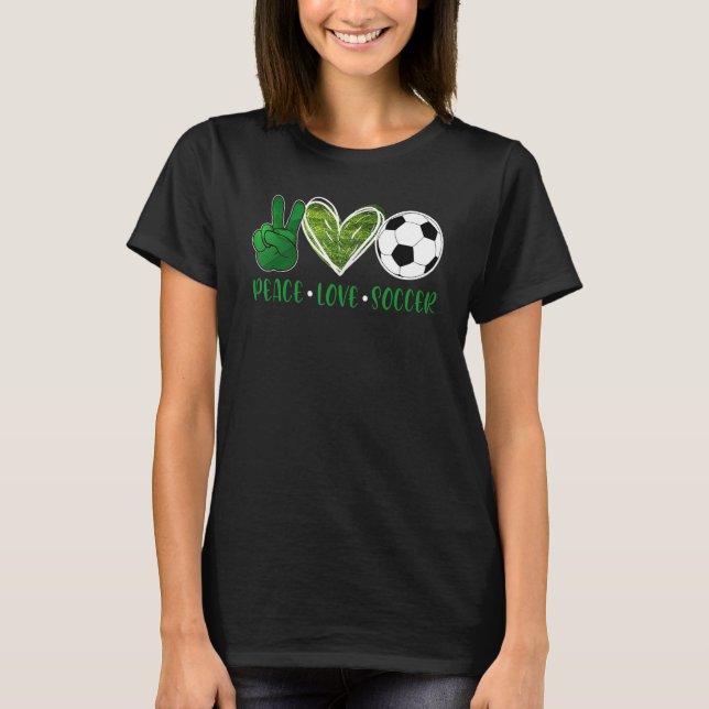 Peace Love Soccer Cute Design for Women Teen Girls T-Shirt (Front)