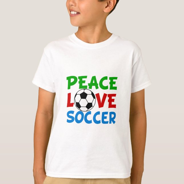 Peace Love Soccer Cute Kids T-Shirt (Front)