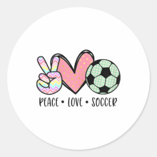 Peace Love Soccer Cute Pastel For Women Teen Girls Classic Round Sticker