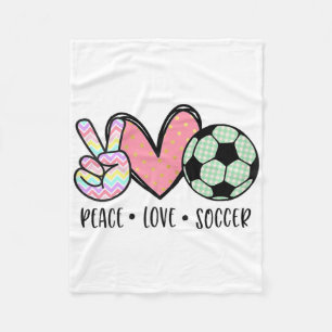 Peace Love Soccer Cute Pastel For Women Teen Girls Fleece Blanket
