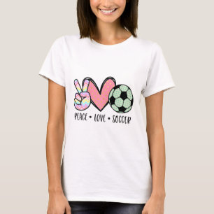 Peace Love Soccer Cute Pastel For Women Teen Girls T-Shirt