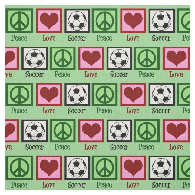 Peace Love Soccer Fabric (Swatch)