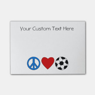Peace Love Soccer Football Sticky Notezs Post-it Notes