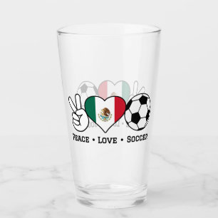 Peace Love Soccer Glass