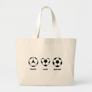 Peace Love Soccer Large Tote Bag