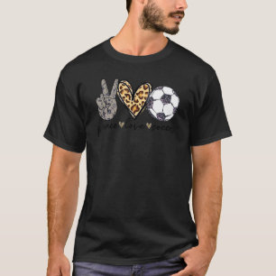 Peace Love Soccer Leopard Soccer Mum Game Day Socc T-Shirt