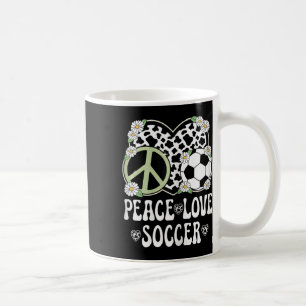 Peace Love Soccer Lover Cow Print Women Girls Cute Coffee Mug