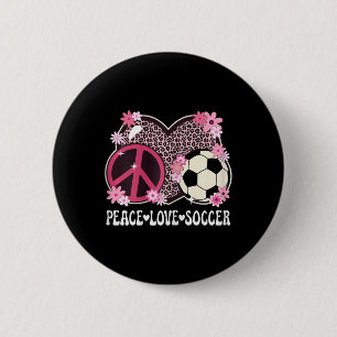 Peace Love Soccer Lover Leopard Print Women Girl C 6 Cm Round Badge