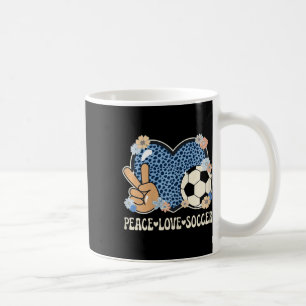 Peace Love Soccer Lover Outfit Cheetah Print Women Coffee Mug