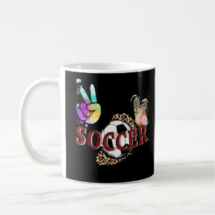 Peace Love Soccer Mammy Life Mum Grandma Leopard Coffee Mug