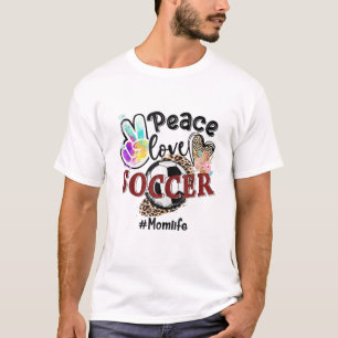 Peace Love Soccer Mom Life Leopard Baseball Fans M T-Shirt