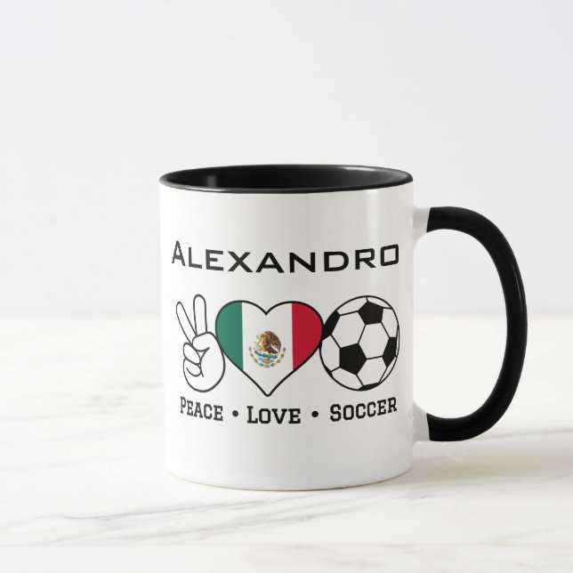 Peace Love Soccer Mug (Right)