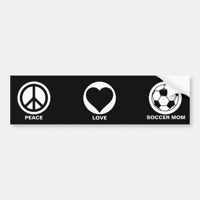 Peace/Love/Soccer Mum Bumper Sticker (Front)