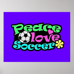 Peace, Love, Soccer; Retro Poster