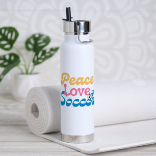'Peace Love Soccer' Soccer Players, Coaches, Fans Water Bottle