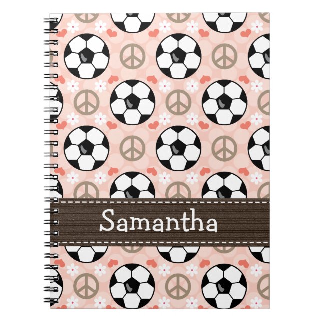 Peace Love Soccer Spiral Notebook Journal (Front)