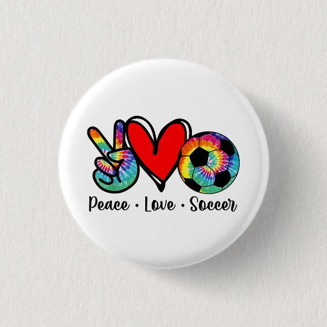 Peace Love Soccer Tie Dye Design Women Teen Girls  3 Cm Round Badge (Front)