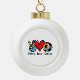Peace Love Soccer Tie Dye Design Women Teen Girls  Ceramic Ball Christmas Ornament