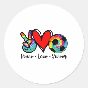 Peace Love Soccer Tie Dye Design Women Teen Girls Classic Round Sticker